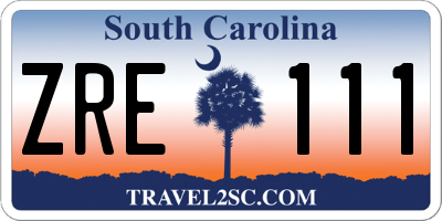 SC license plate ZRE111