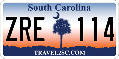 SC license plate ZRE114