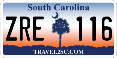 SC license plate ZRE116