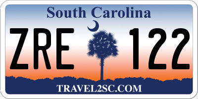 SC license plate ZRE122