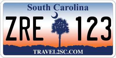 SC license plate ZRE123
