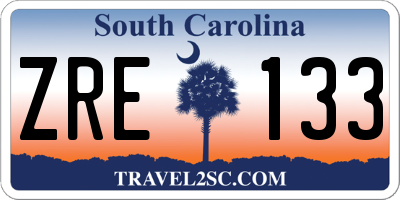 SC license plate ZRE133