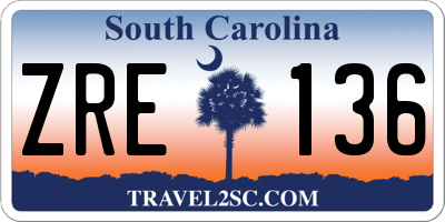 SC license plate ZRE136