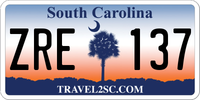 SC license plate ZRE137