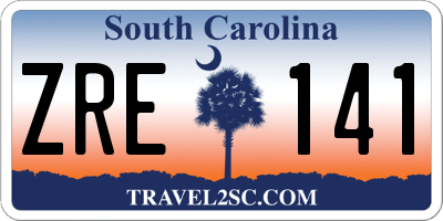 SC license plate ZRE141