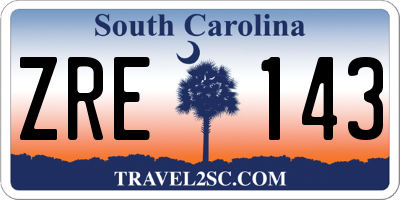 SC license plate ZRE143