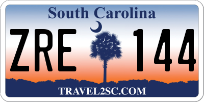 SC license plate ZRE144