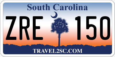 SC license plate ZRE150