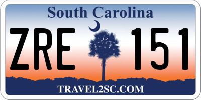 SC license plate ZRE151