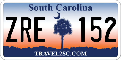SC license plate ZRE152