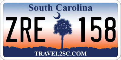 SC license plate ZRE158