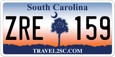 SC license plate ZRE159