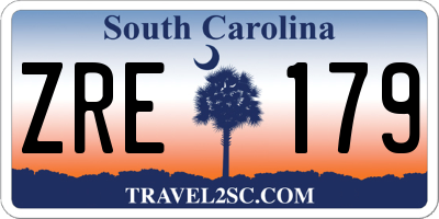 SC license plate ZRE179