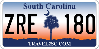 SC license plate ZRE180