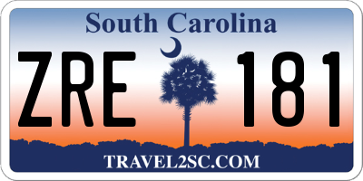 SC license plate ZRE181
