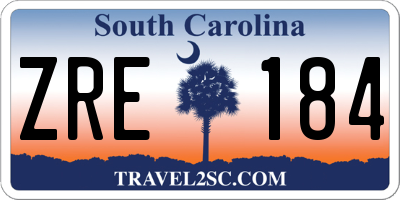 SC license plate ZRE184