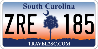 SC license plate ZRE185