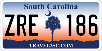 SC license plate ZRE186