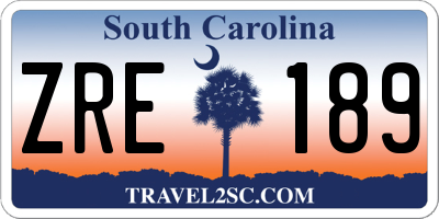 SC license plate ZRE189