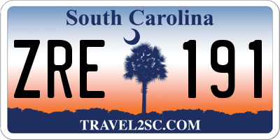 SC license plate ZRE191