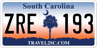 SC license plate ZRE193