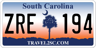 SC license plate ZRE194