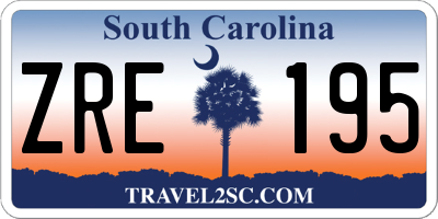 SC license plate ZRE195