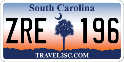 SC license plate ZRE196