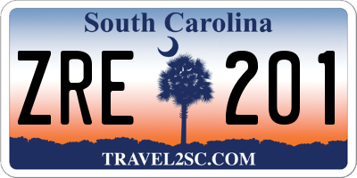 SC license plate ZRE201