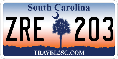 SC license plate ZRE203