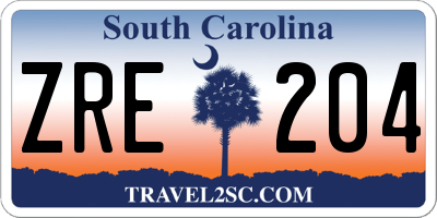 SC license plate ZRE204