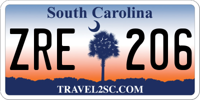 SC license plate ZRE206