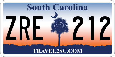 SC license plate ZRE212