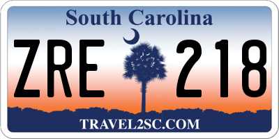 SC license plate ZRE218
