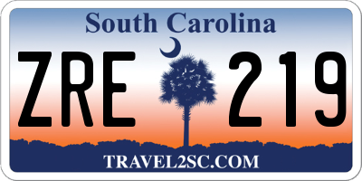 SC license plate ZRE219