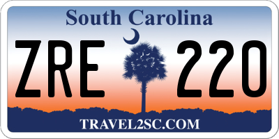 SC license plate ZRE220