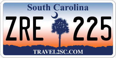 SC license plate ZRE225