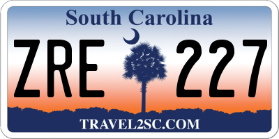 SC license plate ZRE227