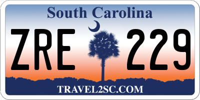SC license plate ZRE229