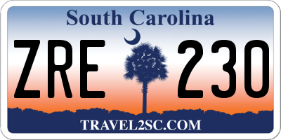 SC license plate ZRE230