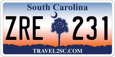 SC license plate ZRE231
