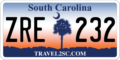 SC license plate ZRE232