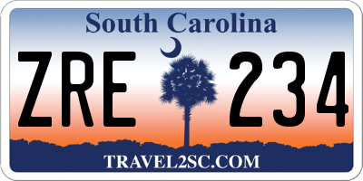 SC license plate ZRE234