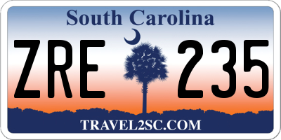 SC license plate ZRE235