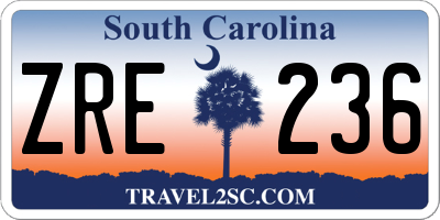 SC license plate ZRE236