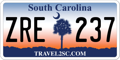 SC license plate ZRE237
