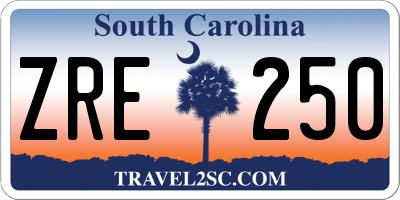 SC license plate ZRE250