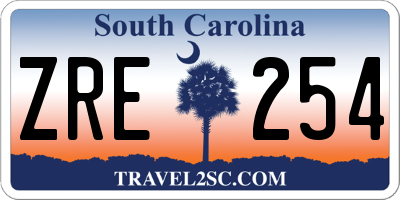 SC license plate ZRE254