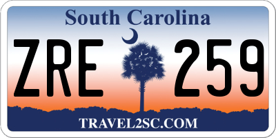 SC license plate ZRE259