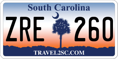 SC license plate ZRE260